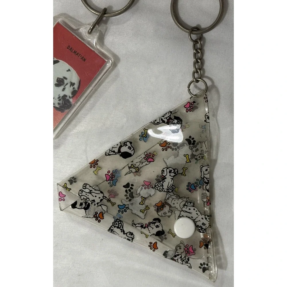 Lot of 2 Dalmatian‎ Dog Acrylic 2 Sided Keychain and Change Purse Keychain